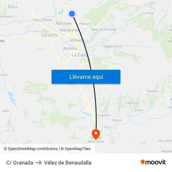 C/ Granada to Vélez de Benaudalla map