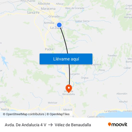 Avda. De Andalucía 4 V to Vélez de Benaudalla map