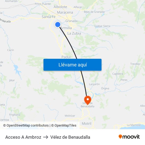 Acceso A Ambroz to Vélez de Benaudalla map