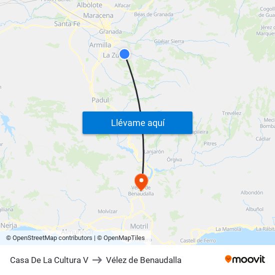 Casa De La Cultura V to Vélez de Benaudalla map