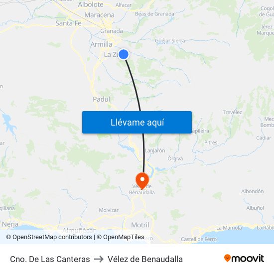 Cno. De Las Canteras to Vélez de Benaudalla map