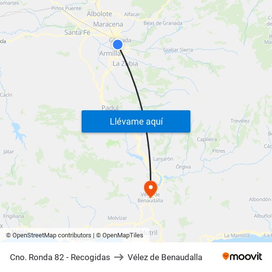 Cno. Ronda 82 - Recogidas to Vélez de Benaudalla map