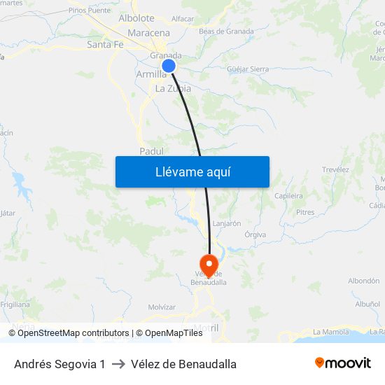 Andrés Segovia 1 to Vélez de Benaudalla map