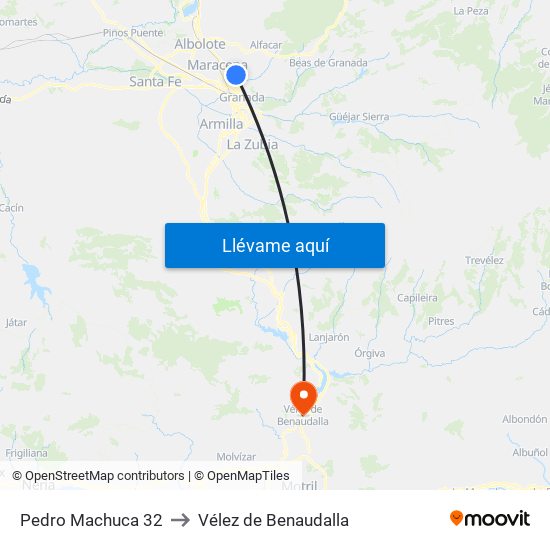 Pedro Machuca 32 to Vélez de Benaudalla map