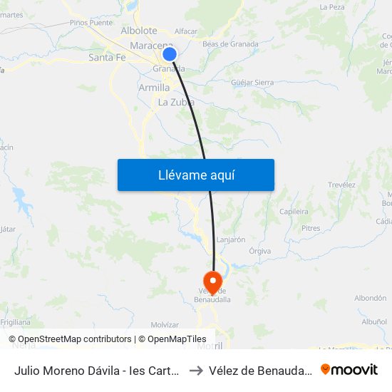 Julio Moreno Dávila - Ies Cartuja to Vélez de Benaudalla map