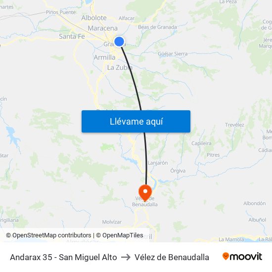 Andarax 35 - San Miguel Alto to Vélez de Benaudalla map