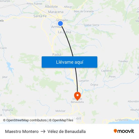 Maestro Montero to Vélez de Benaudalla map