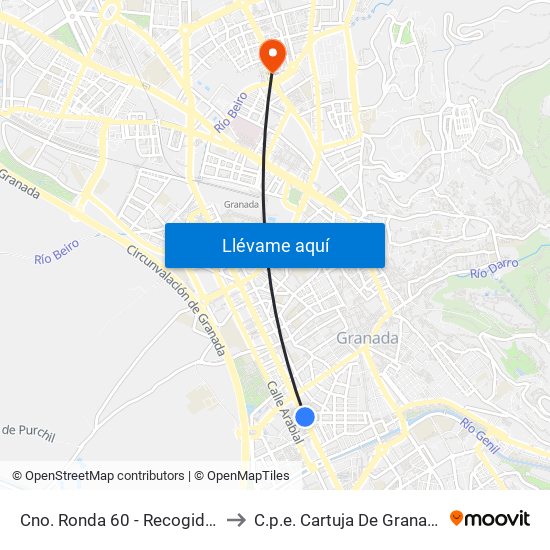 Cno. Ronda 60 - Recogidas to C.p.e. Cartuja De Granada map