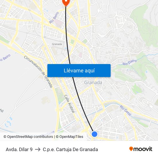 Avda. Dílar 9 to C.p.e. Cartuja De Granada map
