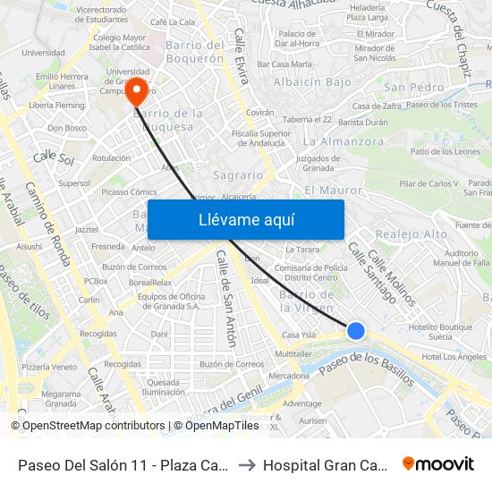 Paseo Del Salón 11 - Plaza Carretas to Hospital Gran Capitán map
