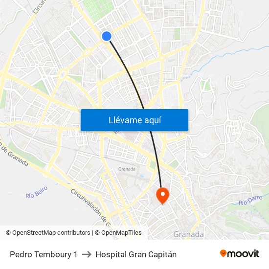 Pedro Temboury 1 to Hospital Gran Capitán map