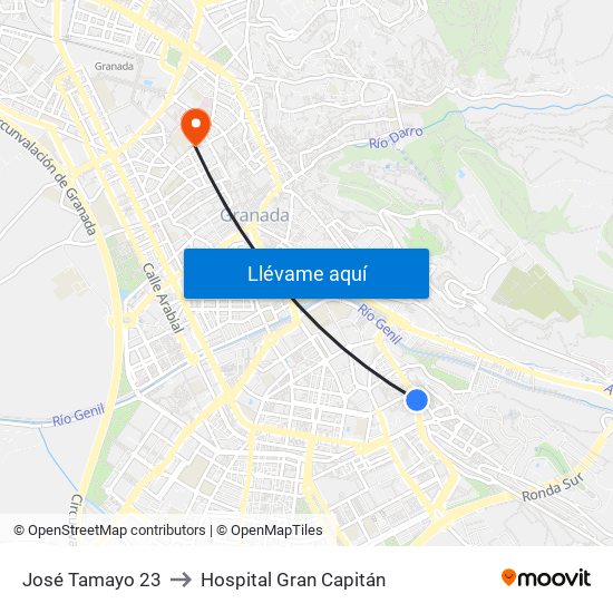 José Tamayo 23 to Hospital Gran Capitán map
