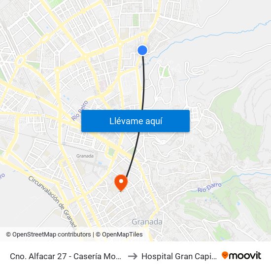 Cno. Alfacar 27 - Casería Montijo to Hospital Gran Capitán map