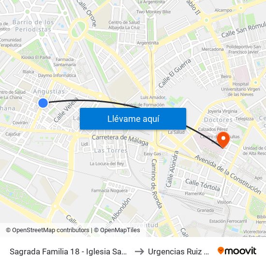 Sagrada Familia 18 - Iglesia Santa Micaela to Urgencias Ruiz De Alda map