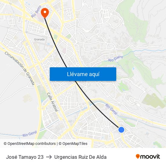 José Tamayo 23 to Urgencias Ruiz De Alda map