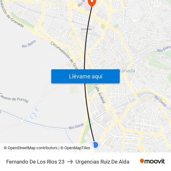 Fernando De Los Ríos 23 to Urgencias Ruiz De Alda map
