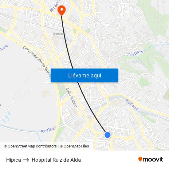 Hípica to Hospital Ruiz de Alda map