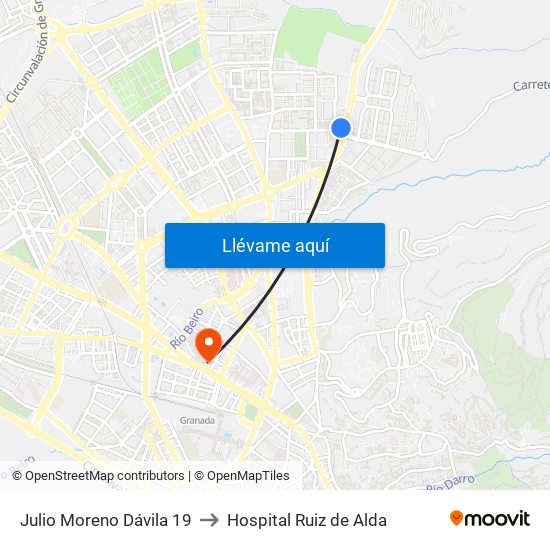 Julio Moreno Dávila 19 to Hospital Ruiz de Alda map