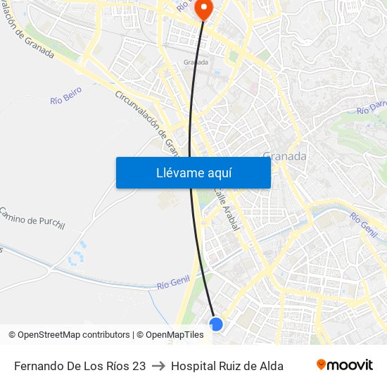 Fernando De Los Ríos 23 to Hospital Ruiz de Alda map