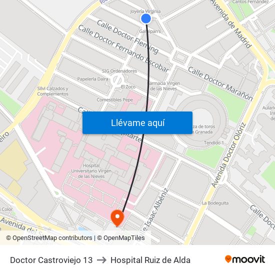 Doctor Castroviejo 13 to Hospital Ruiz de Alda map