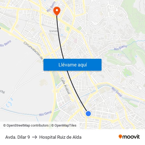 Avda. Dílar 9 to Hospital Ruiz de Alda map