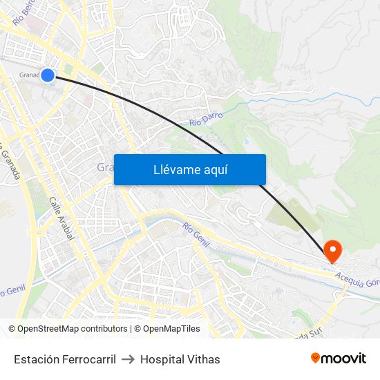 Estación Ferrocarril to Hospital Vithas map