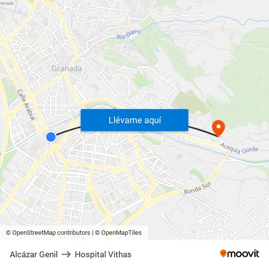 Alcázar Genil to Hospital Vithas map