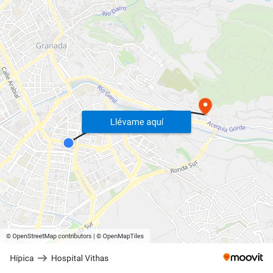 Hípica to Hospital Vithas map