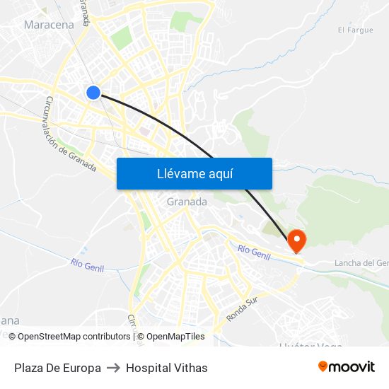 Plaza De Europa to Hospital Vithas map