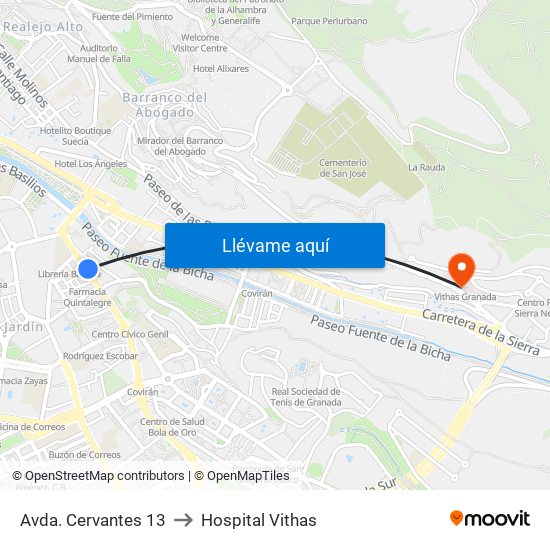 Avda. Cervantes 13 to Hospital Vithas map