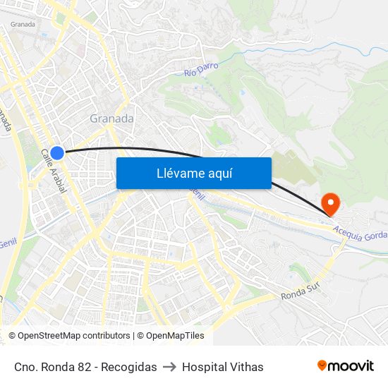 Cno. Ronda 82 - Recogidas to Hospital Vithas map