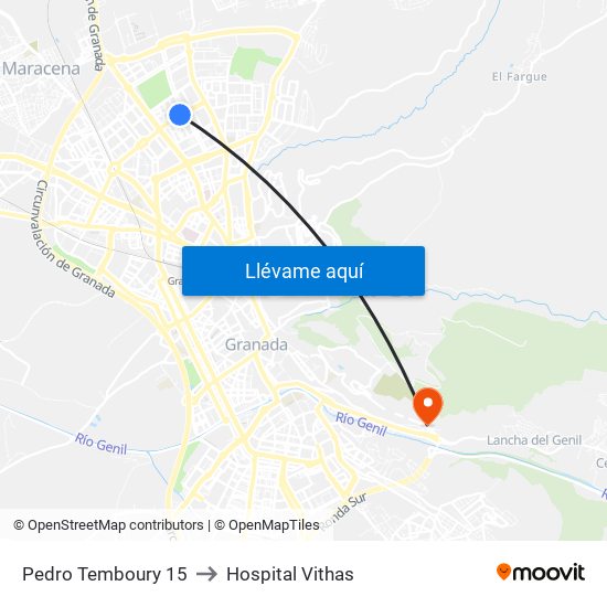 Pedro Temboury 15 to Hospital Vithas map