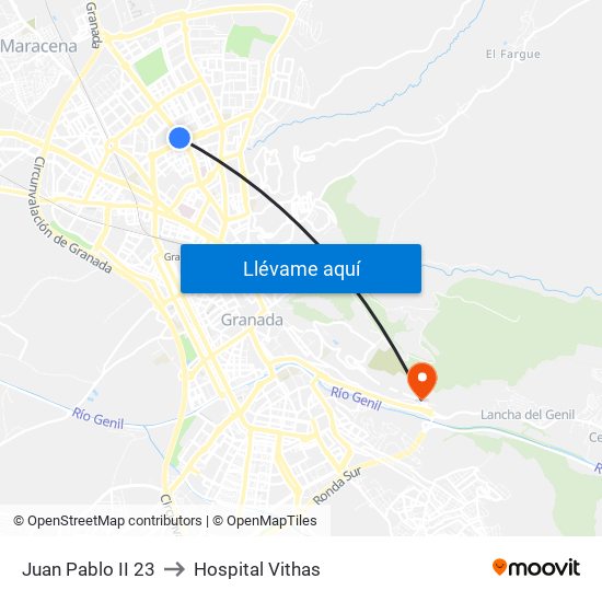 Juan Pablo II  23 to Hospital Vithas map