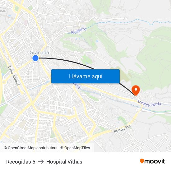 Recogidas 5 to Hospital Vithas map