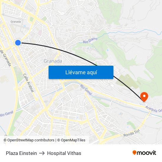 Plaza Einstein to Hospital Vithas map