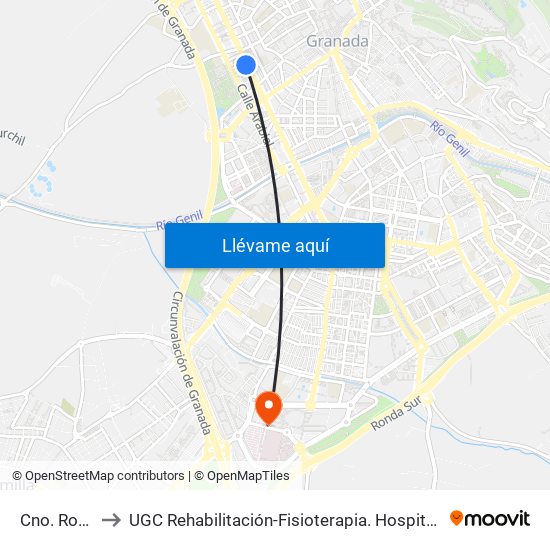 Cno. Ronda 87 to UGC Rehabilitación-Fisioterapia. Hospital Campus de la Salud map
