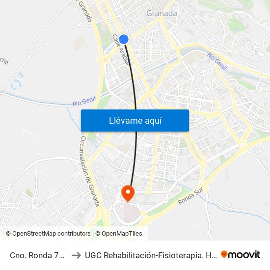 Cno. Ronda 71 - Recogidas to UGC Rehabilitación-Fisioterapia. Hospital Campus de la Salud map