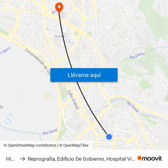 Hípica to Reprografía, Edificio De Gobierno, Hospital Virgen de la Nieves map