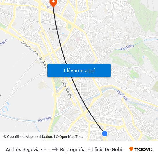 Andrés Segovia - Fte Centro Cívico Zaidín to Reprografía, Edificio De Gobierno, Hospital Virgen de la Nieves map