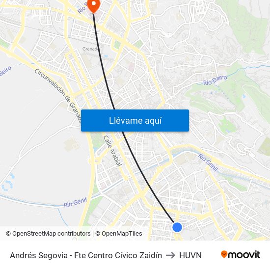 Andrés Segovia - Fte Centro Cívico Zaidín to HUVN map
