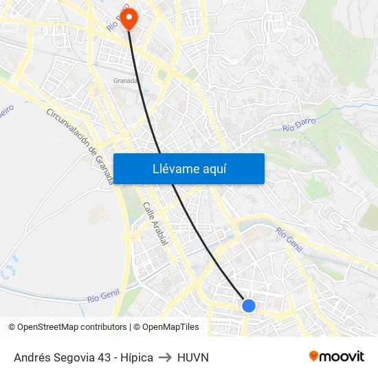Andrés Segovia 43 - Hípica to HUVN map