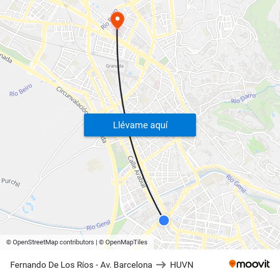 Fernando De Los Ríos - Av. Barcelona to HUVN map