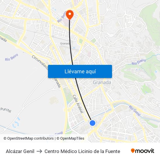 Alcázar Genil to Centro Médico Licinio de la Fuente map