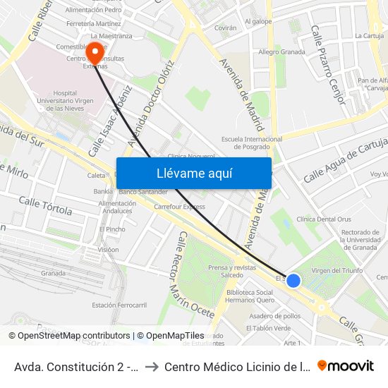 Avda. Constitución 2 - Triunfo to Centro Médico Licinio de la Fuente map