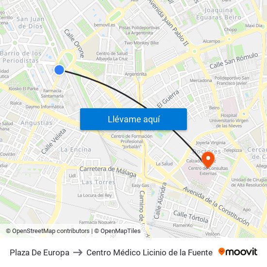 Plaza De Europa to Centro Médico Licinio de la Fuente map