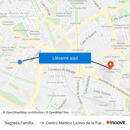 Sagrada Familia 28 to Centro Médico Licinio de la Fuente map