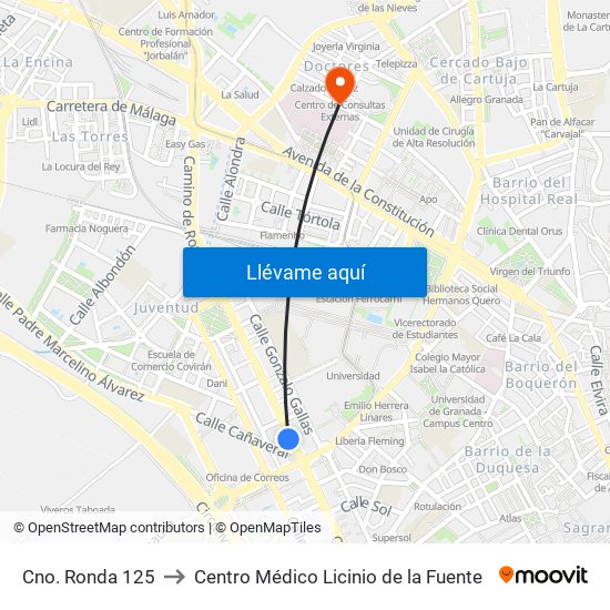 Cno. Ronda 125 to Centro Médico Licinio de la Fuente map