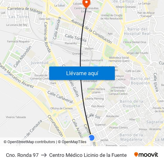 Cno. Ronda 97 to Centro Médico Licinio de la Fuente map