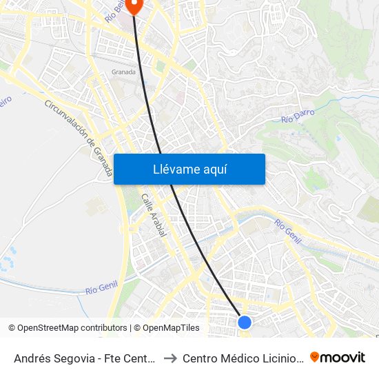 Andrés Segovia - Fte Centro Cívico Zaidín to Centro Médico Licinio de la Fuente map