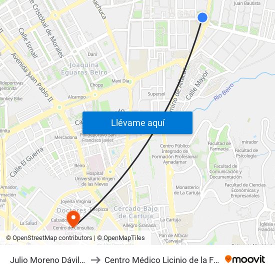 Julio Moreno Dávila 19 to Centro Médico Licinio de la Fuente map